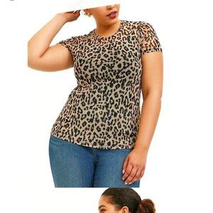 Torrid NWT's LEOPARD SHEER MESH CREW TEE